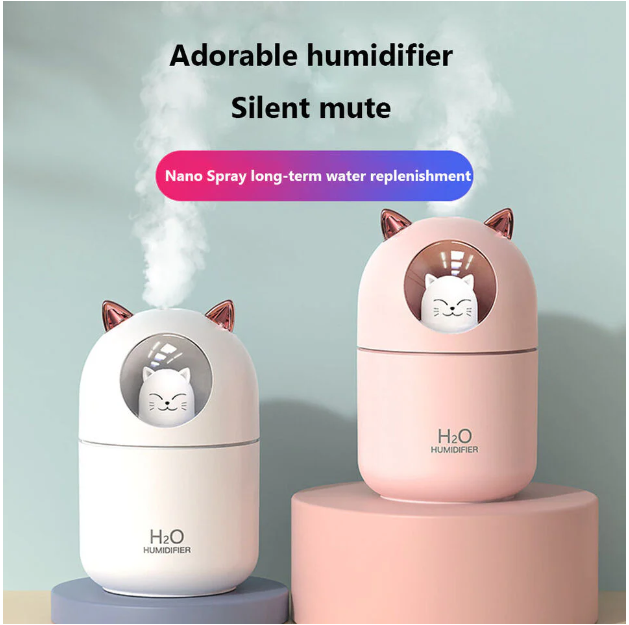 Cat Humidifier Cute Aroma Diffuser with Night Light