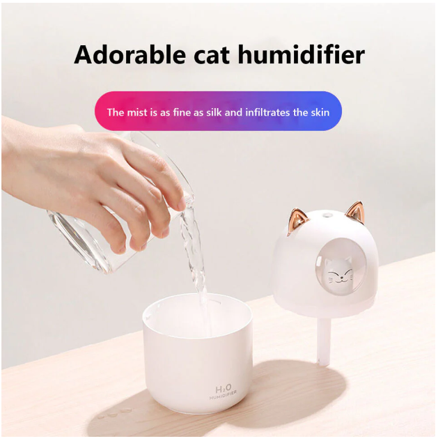 Cat Humidifier Cute Aroma Diffuser with Night Light